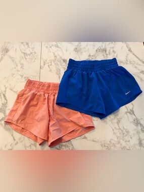 Nike Women’s Bright Blue and Coral Athletic Shorts Duo